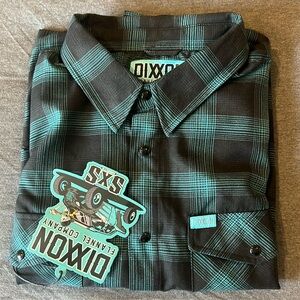 Dixxon. The Trixie Teal/Black Plaid Snap Flannel Shirt NWT. No bag.
